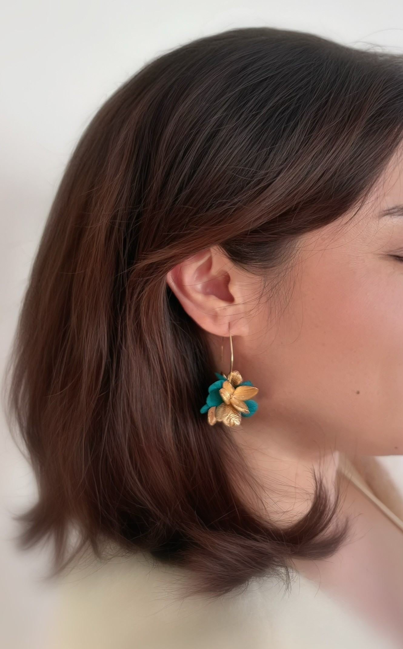 Bijoux mariage vert et bleu vert en fleurs stabilisées, cadeau original pour témoins