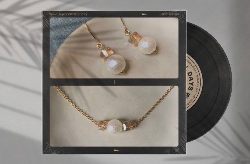 Bijoux mariage Hana&Alice, boucles d'oreilles avec perles en cristal et imitation perles de coton japonais.