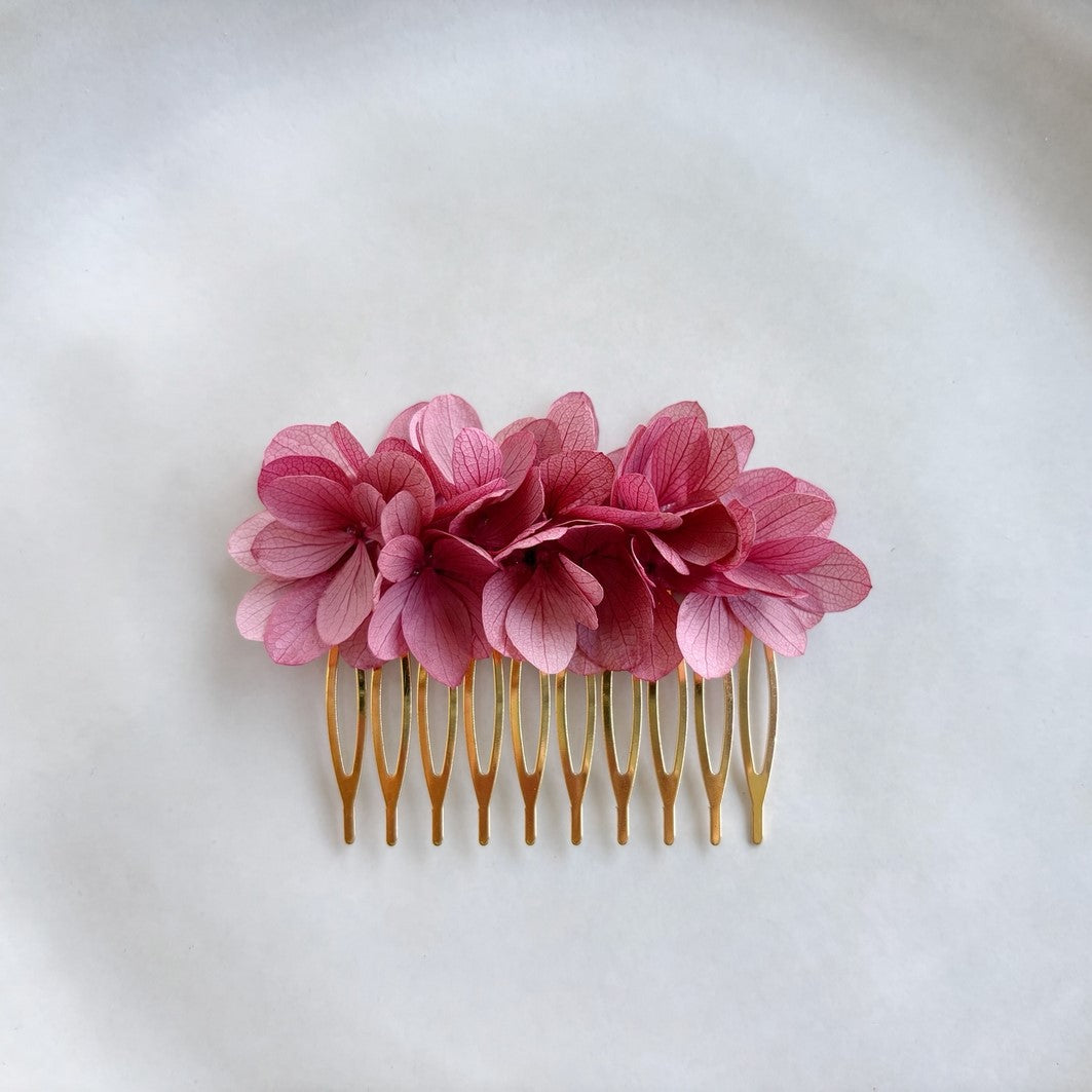 ADA - Orecchini da sposa con fiori di ortensia stabilizzati rosa antico con gancio a forma di V per spose e damigelle