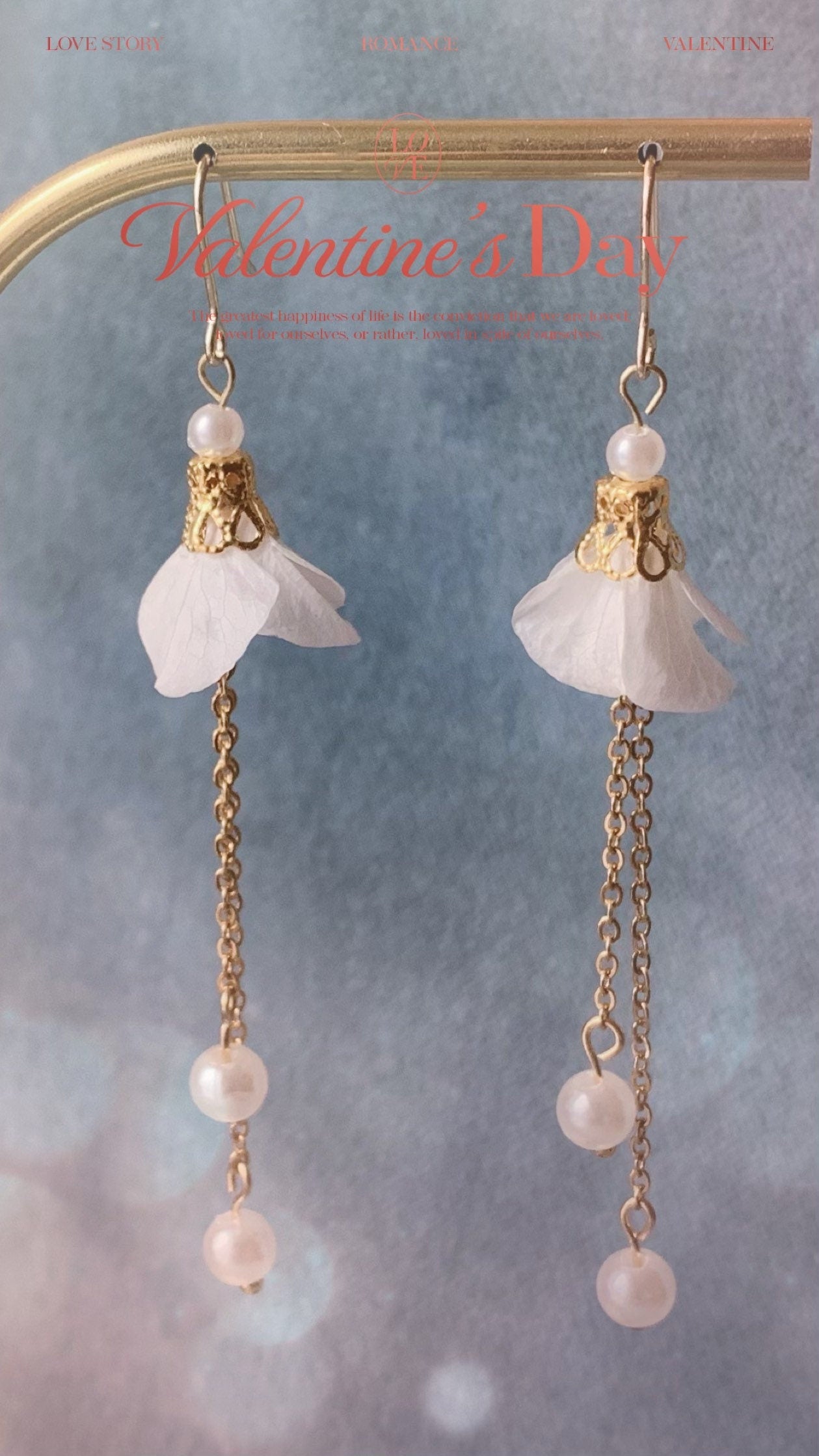 FIA - Boucles d’oreilles pendantes perles et fleurs hortensias stabilisés Bijoux Mariage Bijoux pour mariée romantique bohème - Hana&Alice