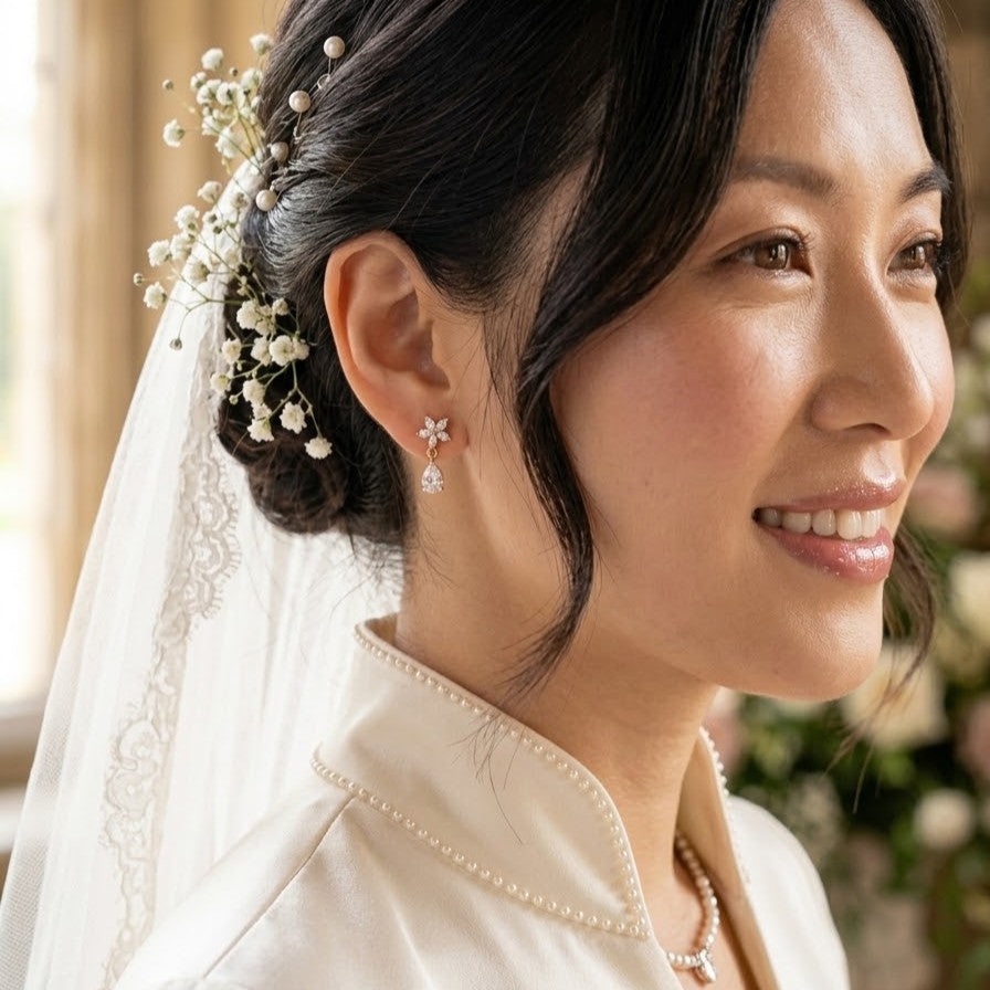 Boucles d’oreilles discrètes et élégantes pour mariée et invitée