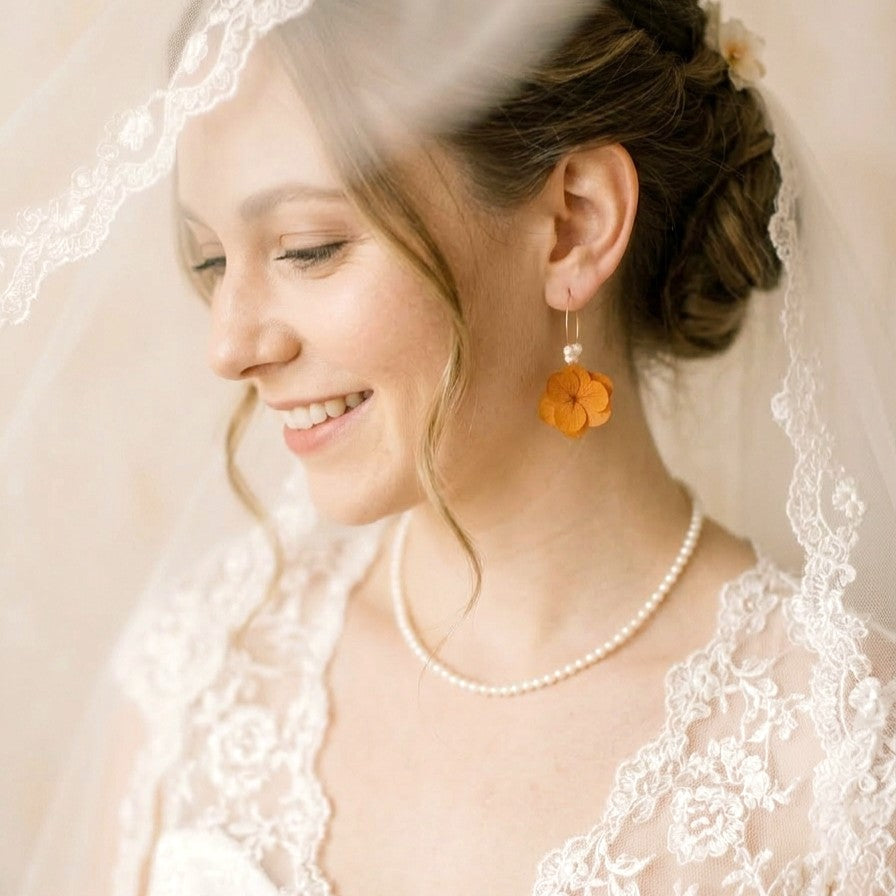 créoles fleuries terracotta bijoux mariage faits main