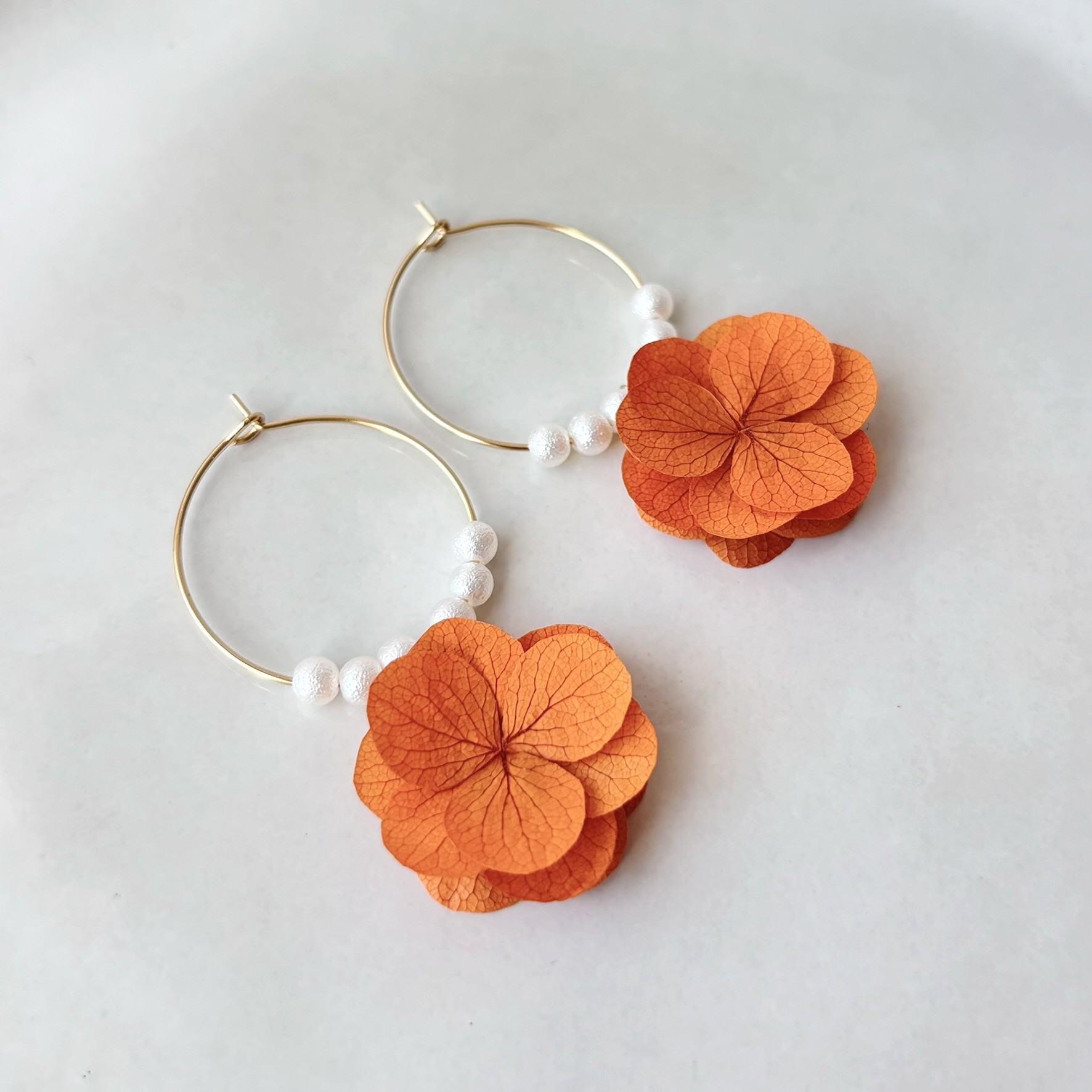 boucles d’oreilles mariage terracotta style bohème chic fleurs stabilisées