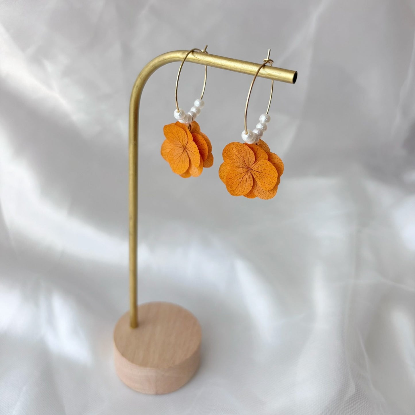 boucles d’oreilles mariage hortensia stabilisé terracotta