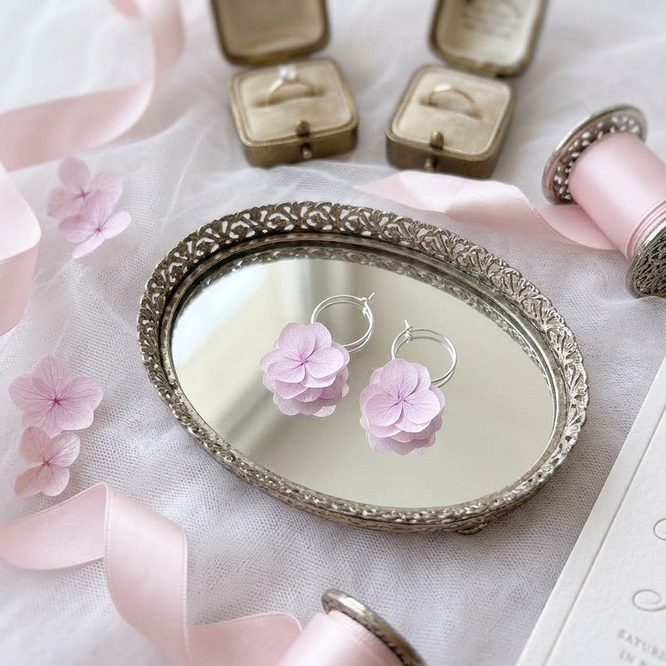 bijoux mariage femme avec boucles d’oreilles fleurs roses pour style romantique et délicat