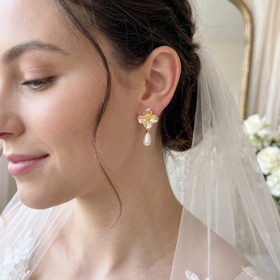 bijoux mariage fleur dorée délicate style romantique Hana&Alice