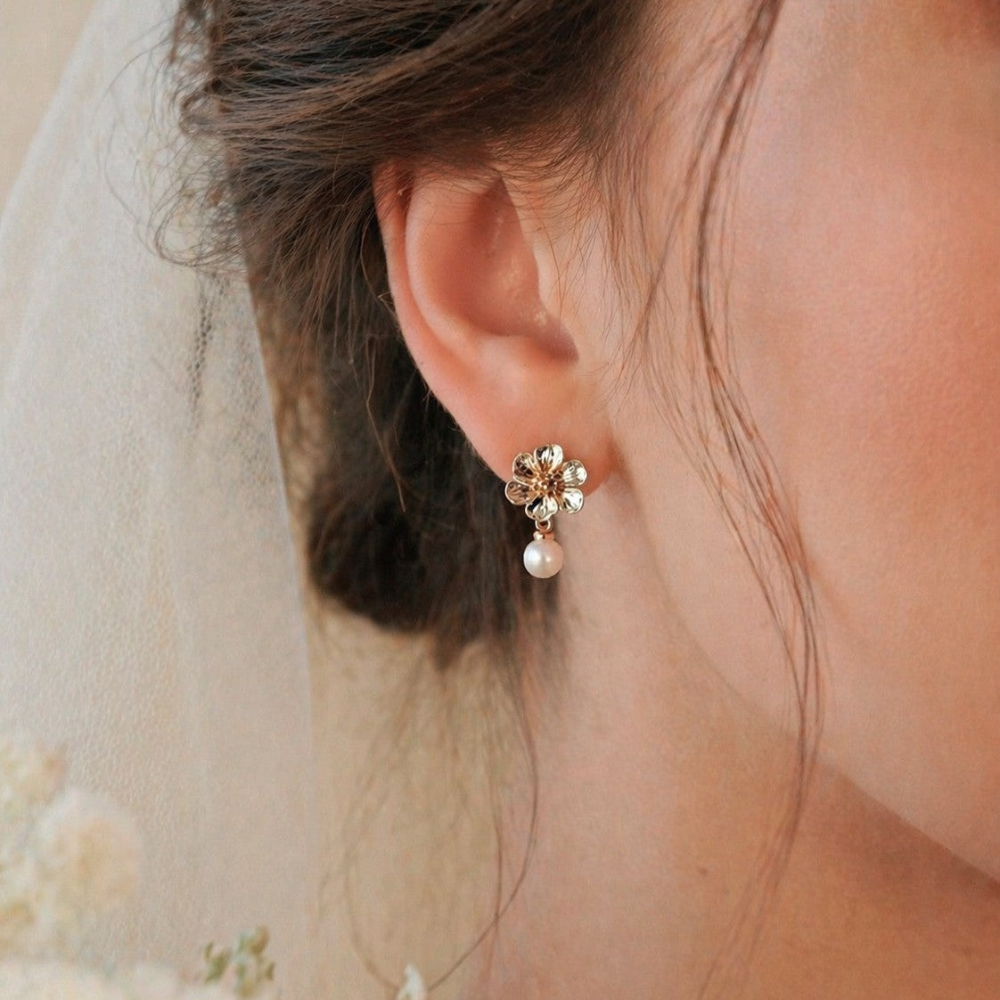 bijoux mariage poétique fleur dorée perle Hana&Alice