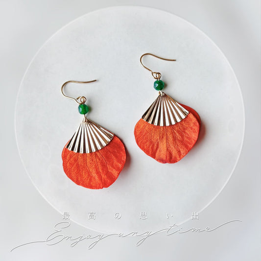 Boucles d’oreilles mariage bohème chic en fleurs stabilisées terracotta, perle pierre naturelle, création artisanale