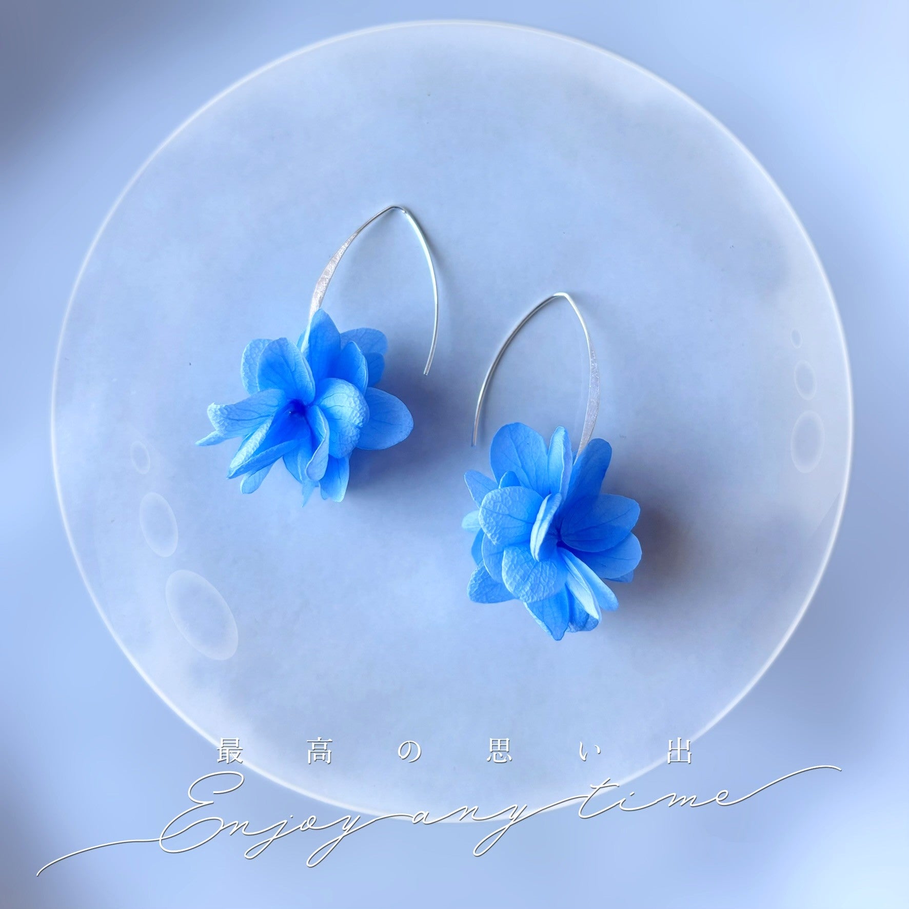 bijoux mariage bohème chic fleur stabilisée bleue hortensia fait main