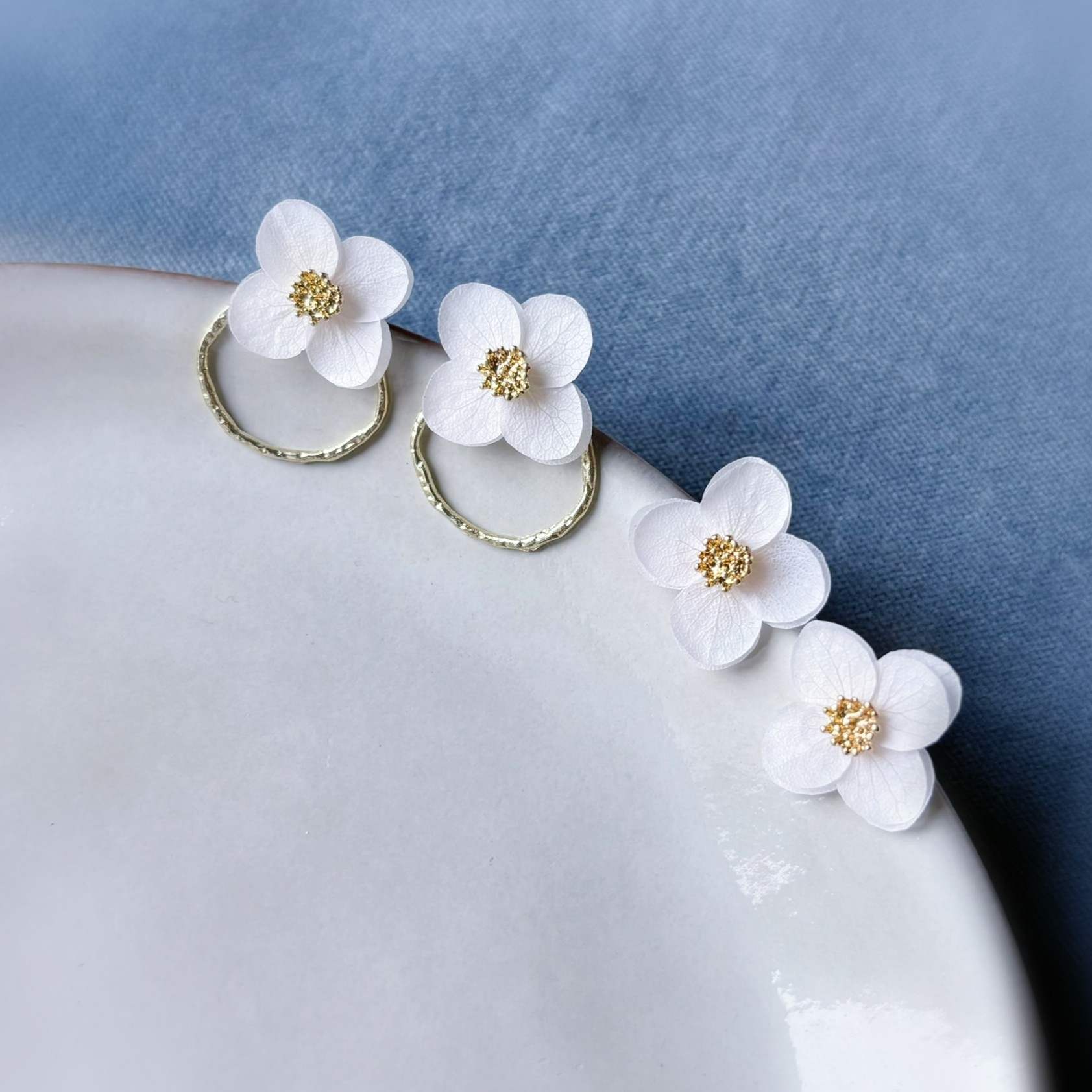 Bijoux mariage en fleurs stabilisées faits main, style élégant et intemporel
