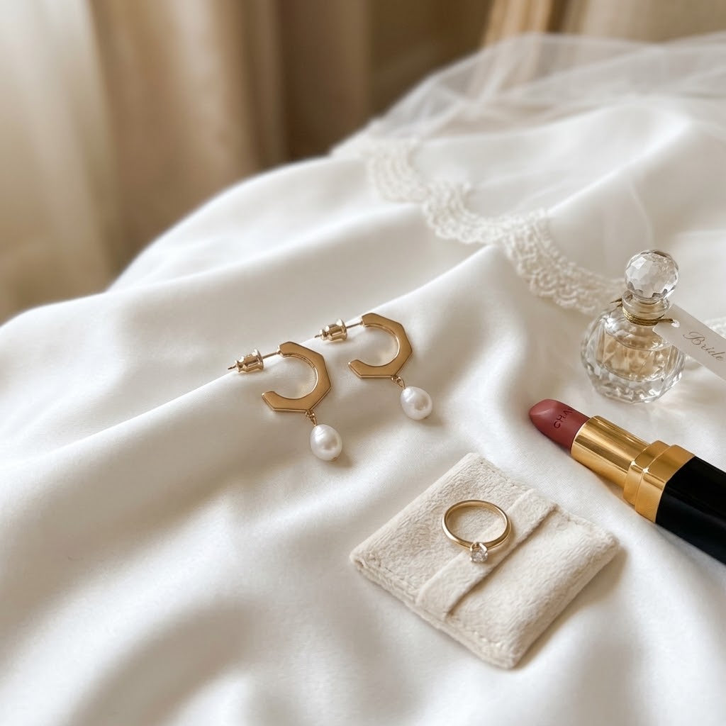 Boucles d’oreilles féminines avec créoles géométriques et perles d’eau douce