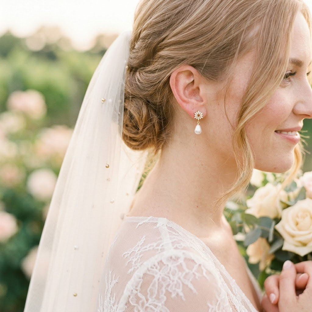 Boucles d’oreilles élégantes avec motif floral scintillant pour mariage et fêtes