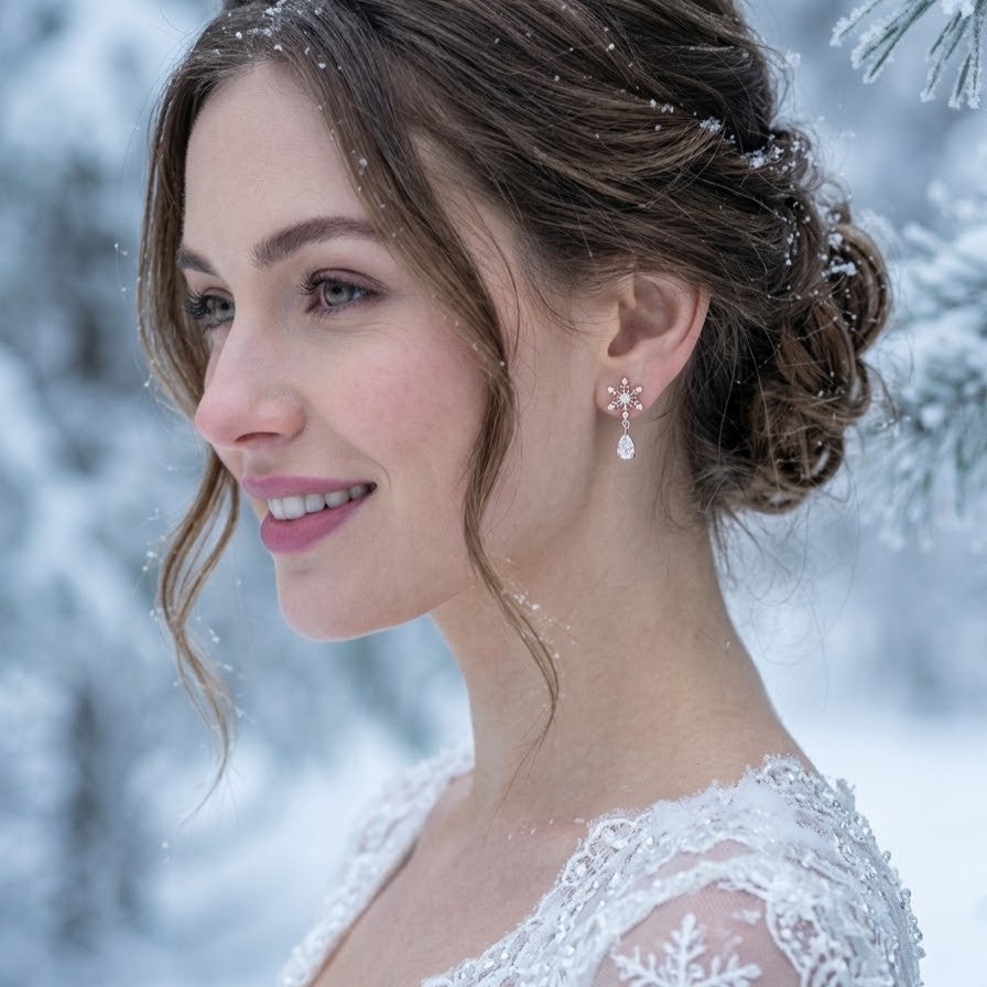 Boucles d’oreilles dorées fines et lumineuses motif flocon de neige