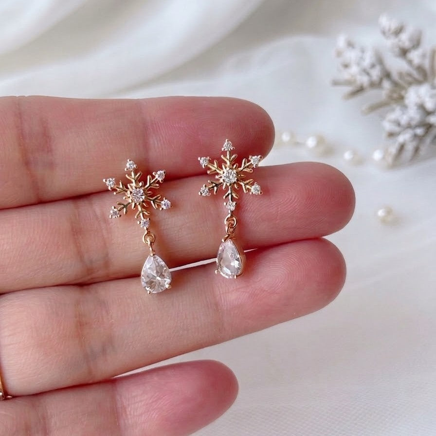 Boucles d’oreilles raffinées flocon de neige pour Noël