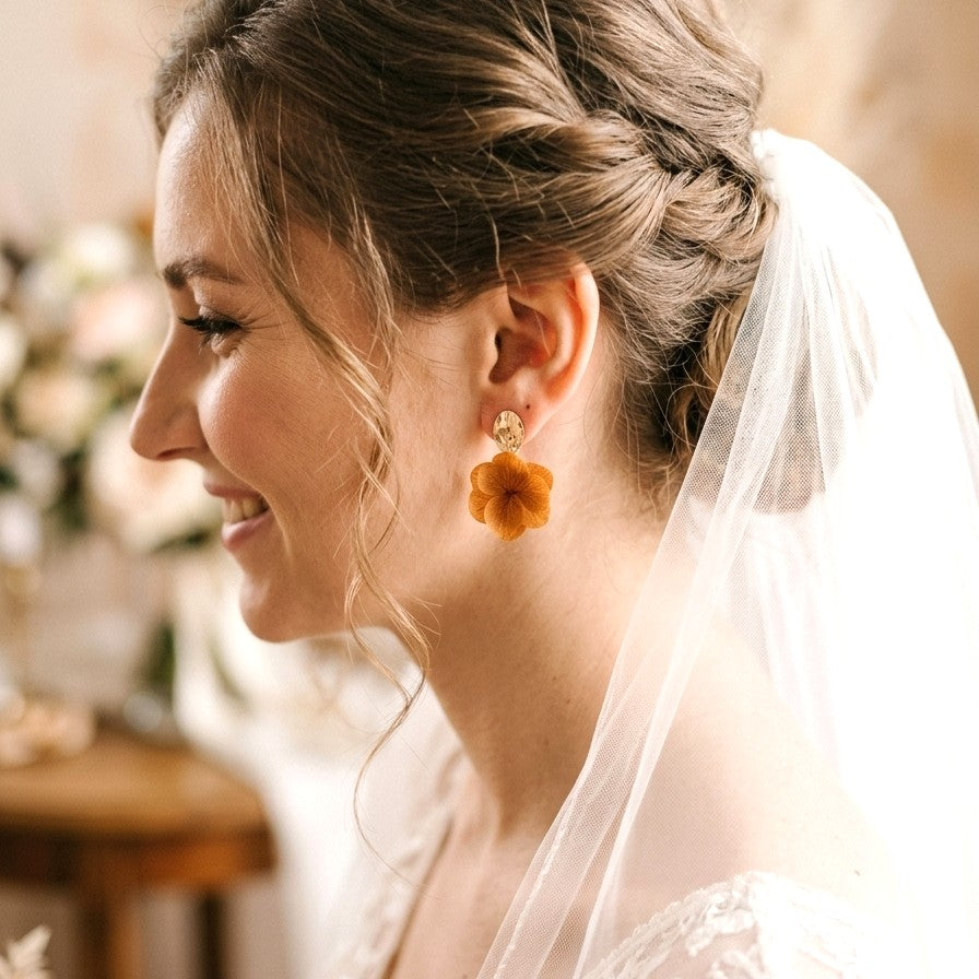 bijoux mariage terracotta hortensia stabilisé artisanal