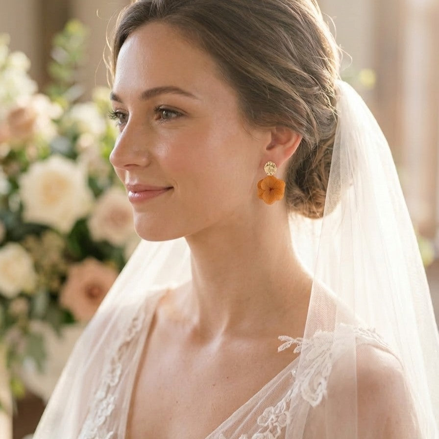 bijoux demoiselles d’honneur fleurs stabilisées terracotta