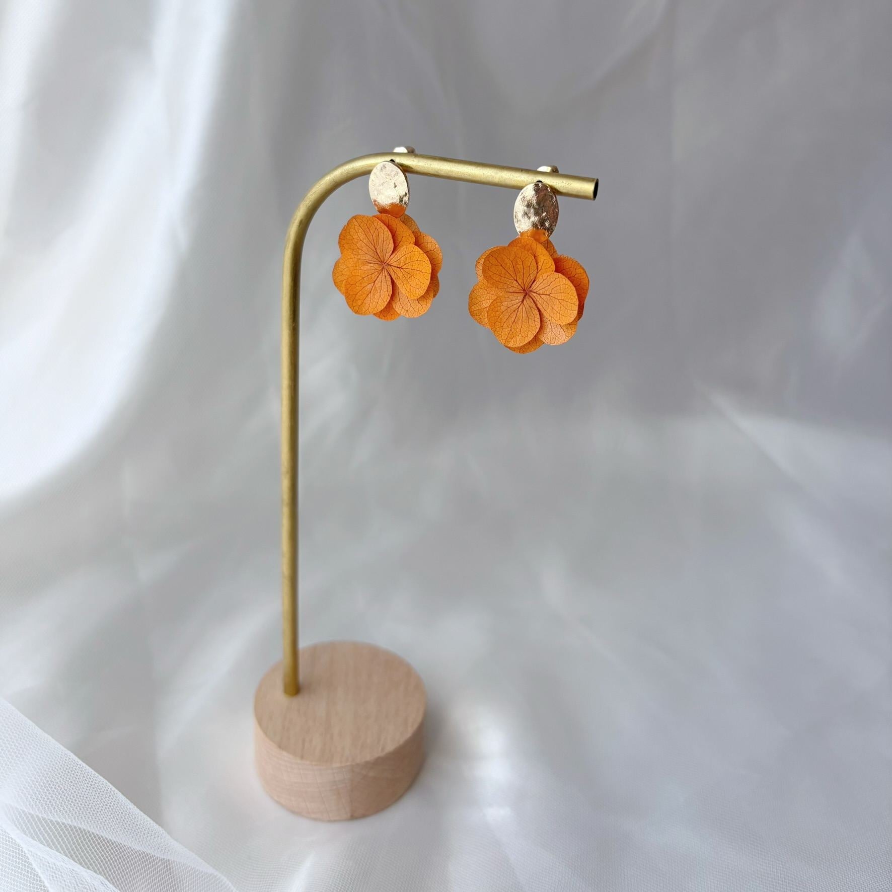 boucles d’oreille mariée fleurs stabilisées terracotta