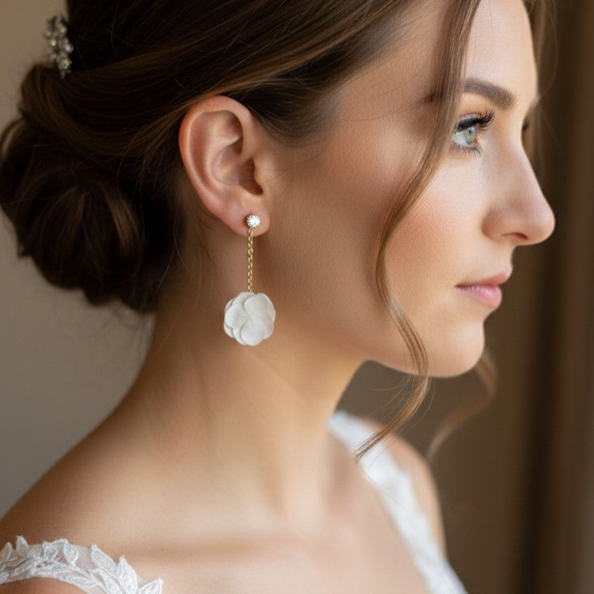 Boucles d’oreilles mariage zircon pour tenue de mariée élégante