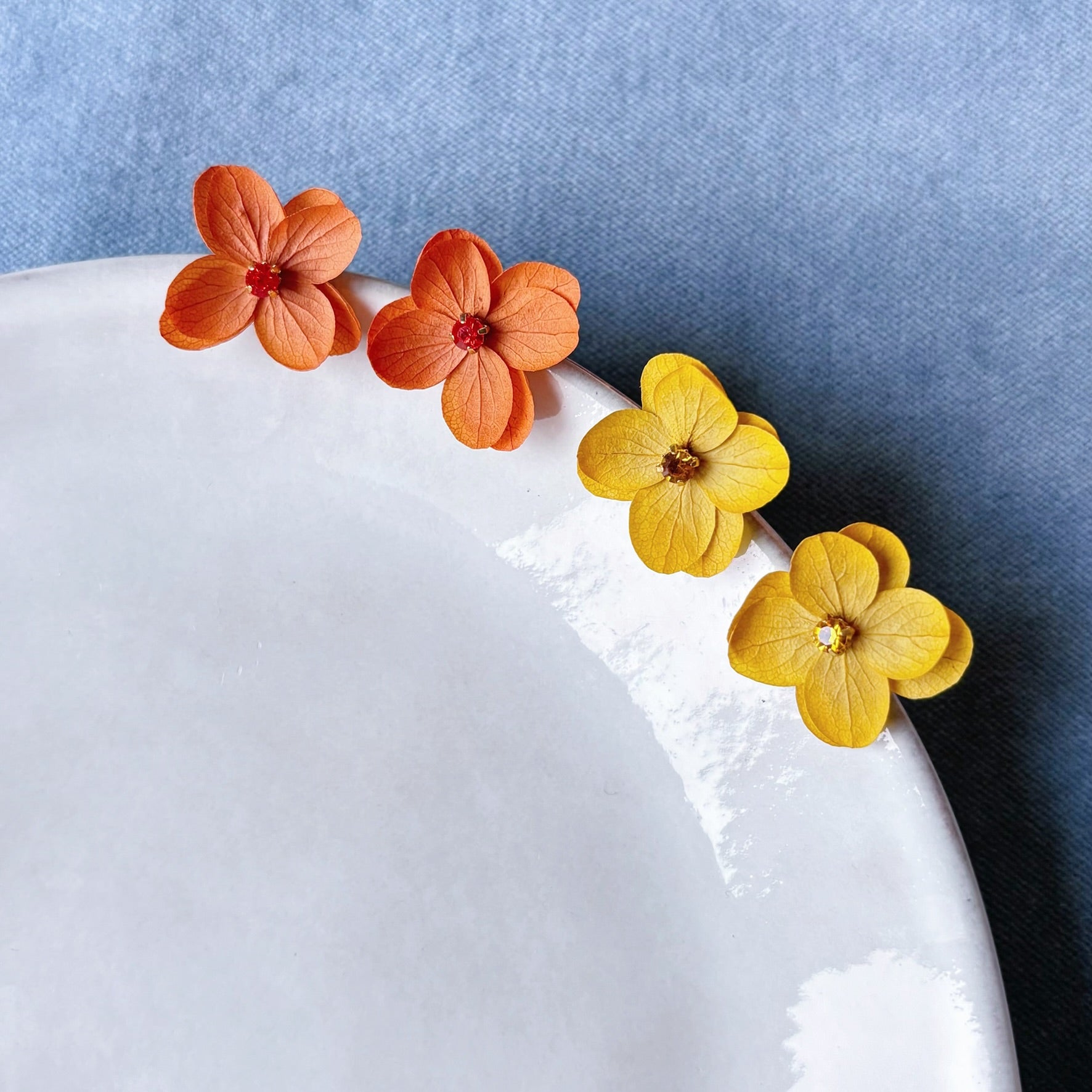 Bijoux mariage fleur stabilisées jaune, boucles d’oreilles artisanales Hana&Alice