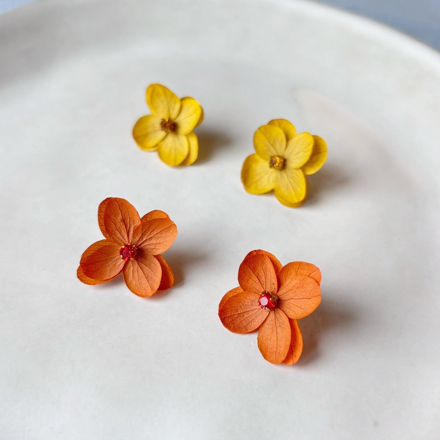 Bijoux mariage fleur stabilisées terracotta, boucles d’oreilles artisanales Hana&Alice