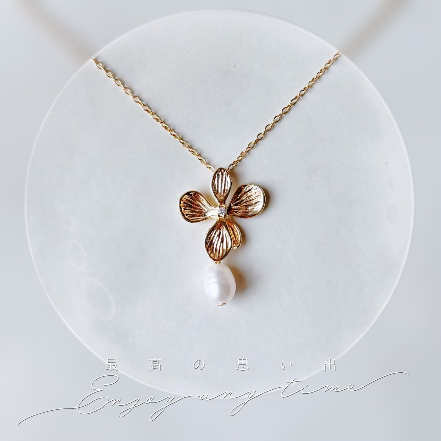 collier perle d'eau douce mariage fleur dorée
