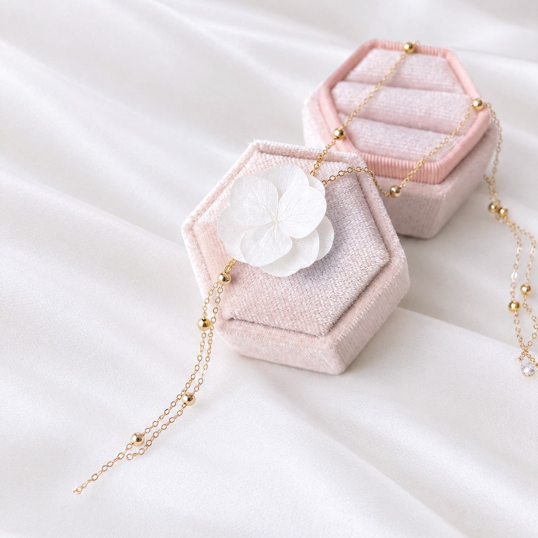 KAYLA - White stabilized hydrangea flower pendant wedding necklace Wedding Jewelry