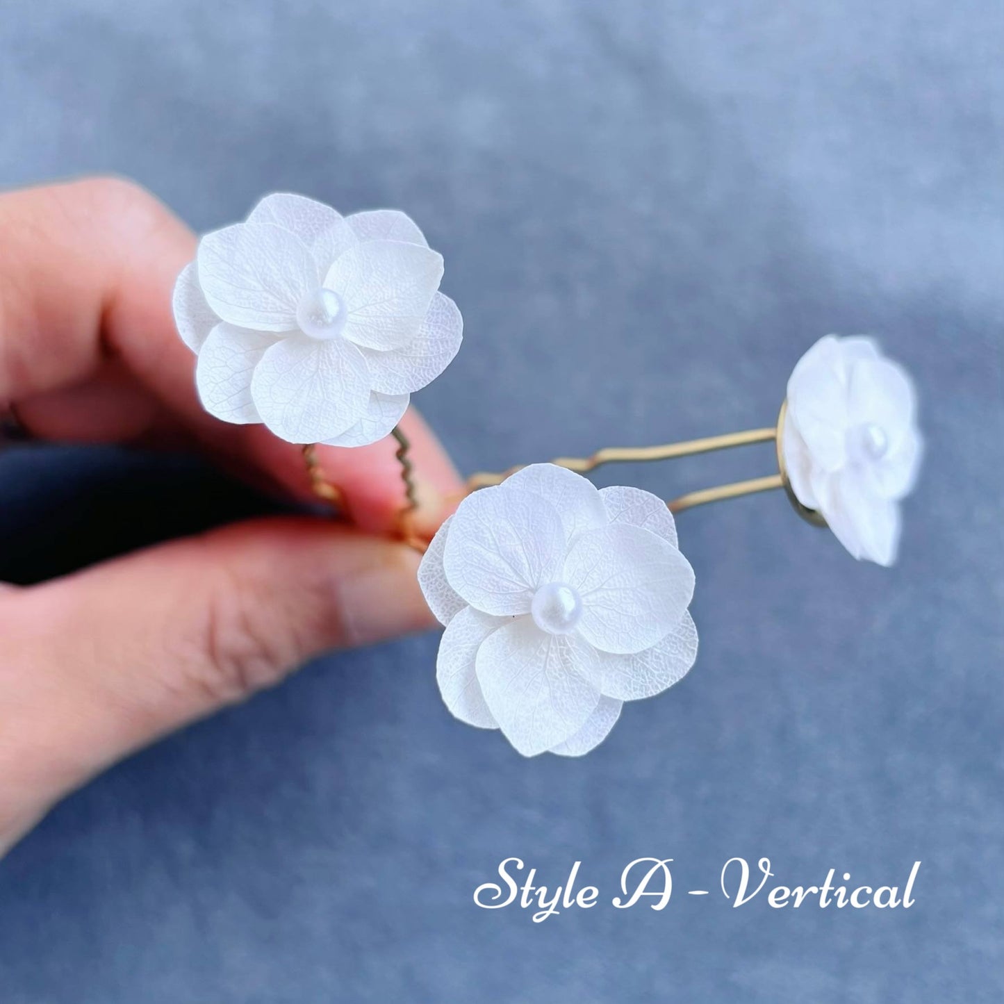 Pique cheveux fleurs stabilisées pour coiffure mariage – création artisanale Hana&Alice