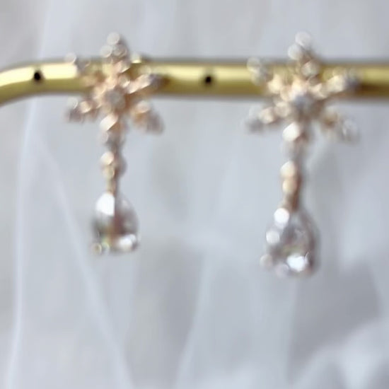Boucles d’oreilles dorées délicates pour tenue de mariée